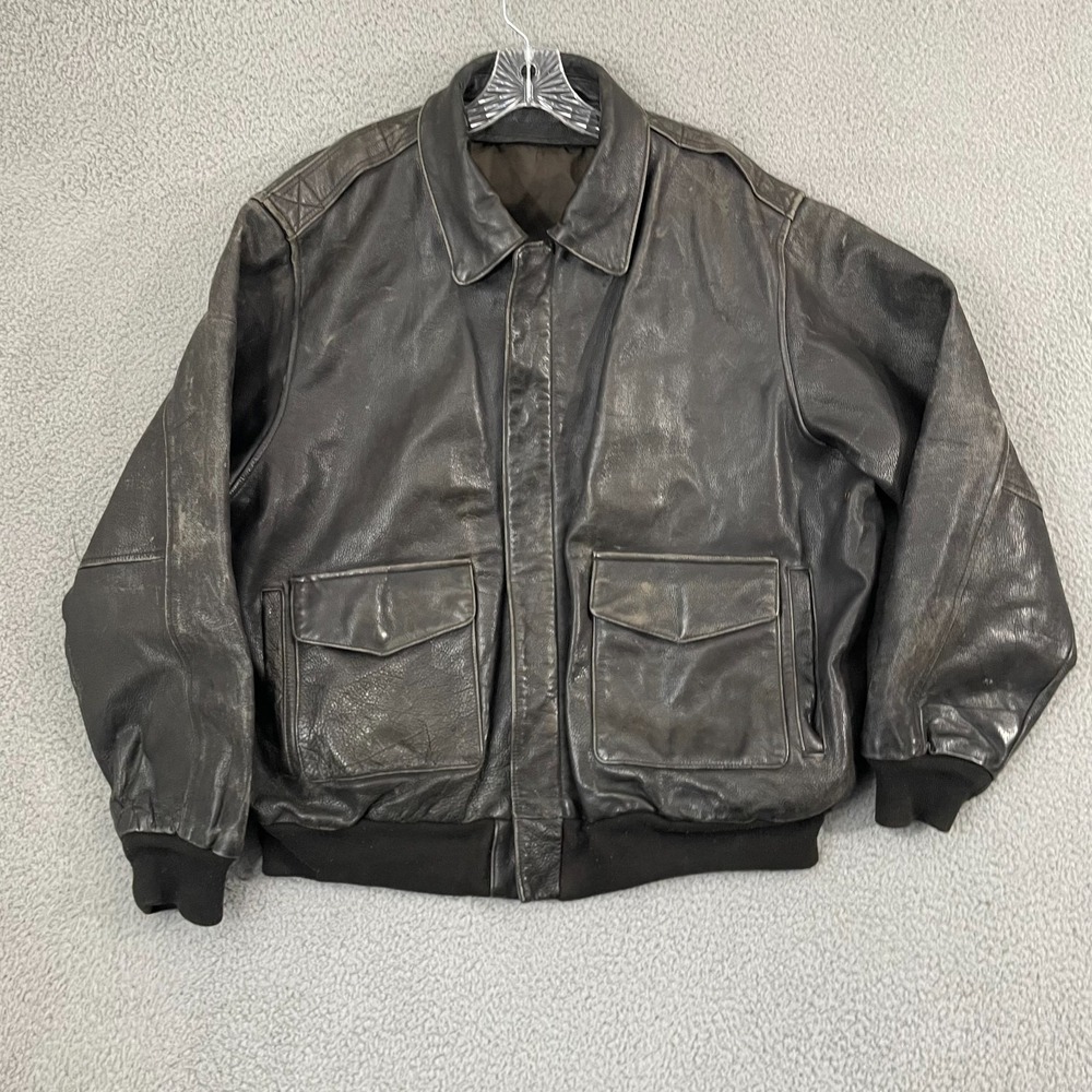 VTG  A-2 Leather Bomber Jacket XXL Faded Brown Aviator Flight